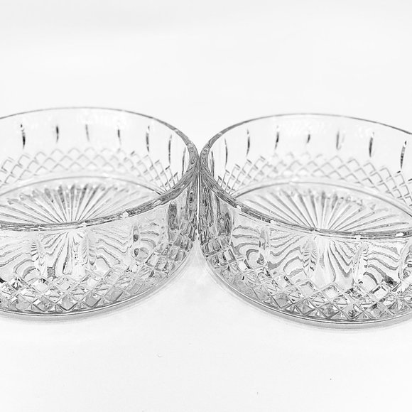 Set of 2 Vintage Indiana Glass Co Princess Clear Diamond Cut Glass Candy Bowls - Picture 4 of 11